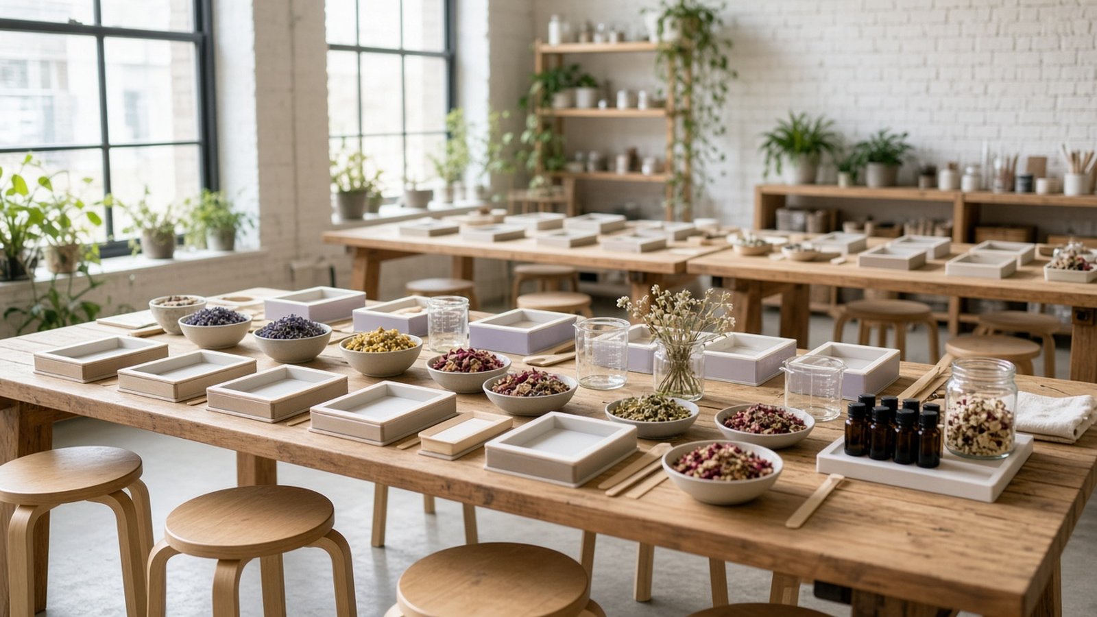 Soap making workshop tables